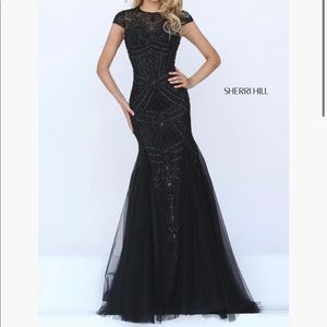 Black Sequin/Beaded Mermaid Prom Dress